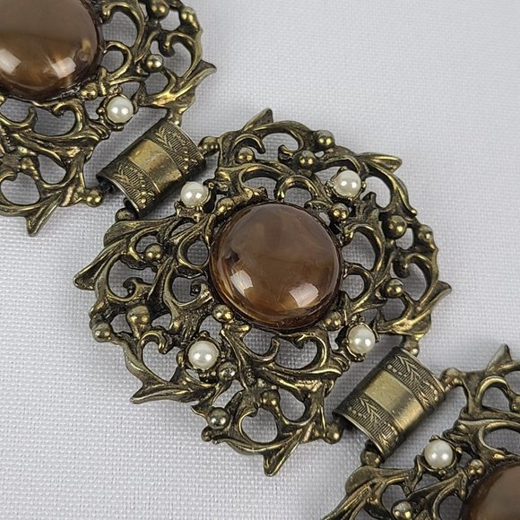 Vintage Bronze Tone Statement Link Bracelet - Picture 3 of 6